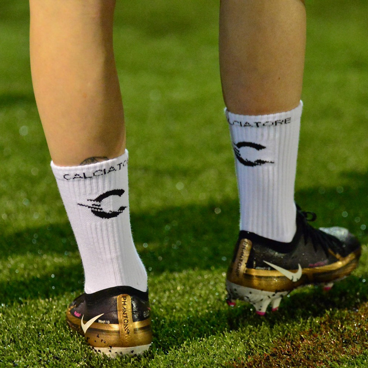 White Mid-Calf Football Grip Socks